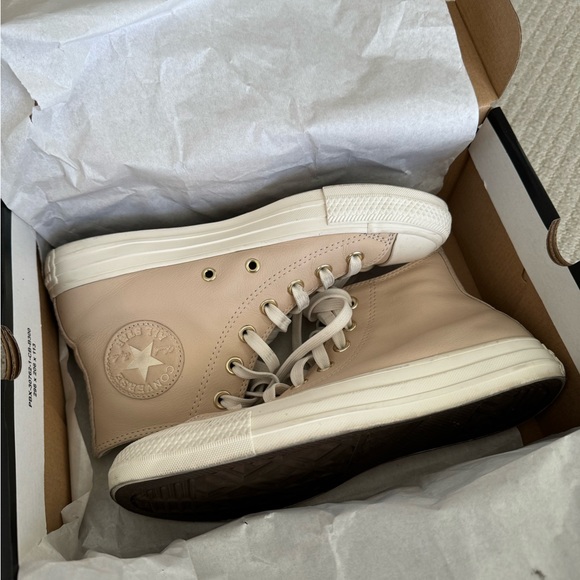 Chuck Taylor All Star Earthy Neutrals leather high top sneakers size 7.5 - Picture 11 of 16